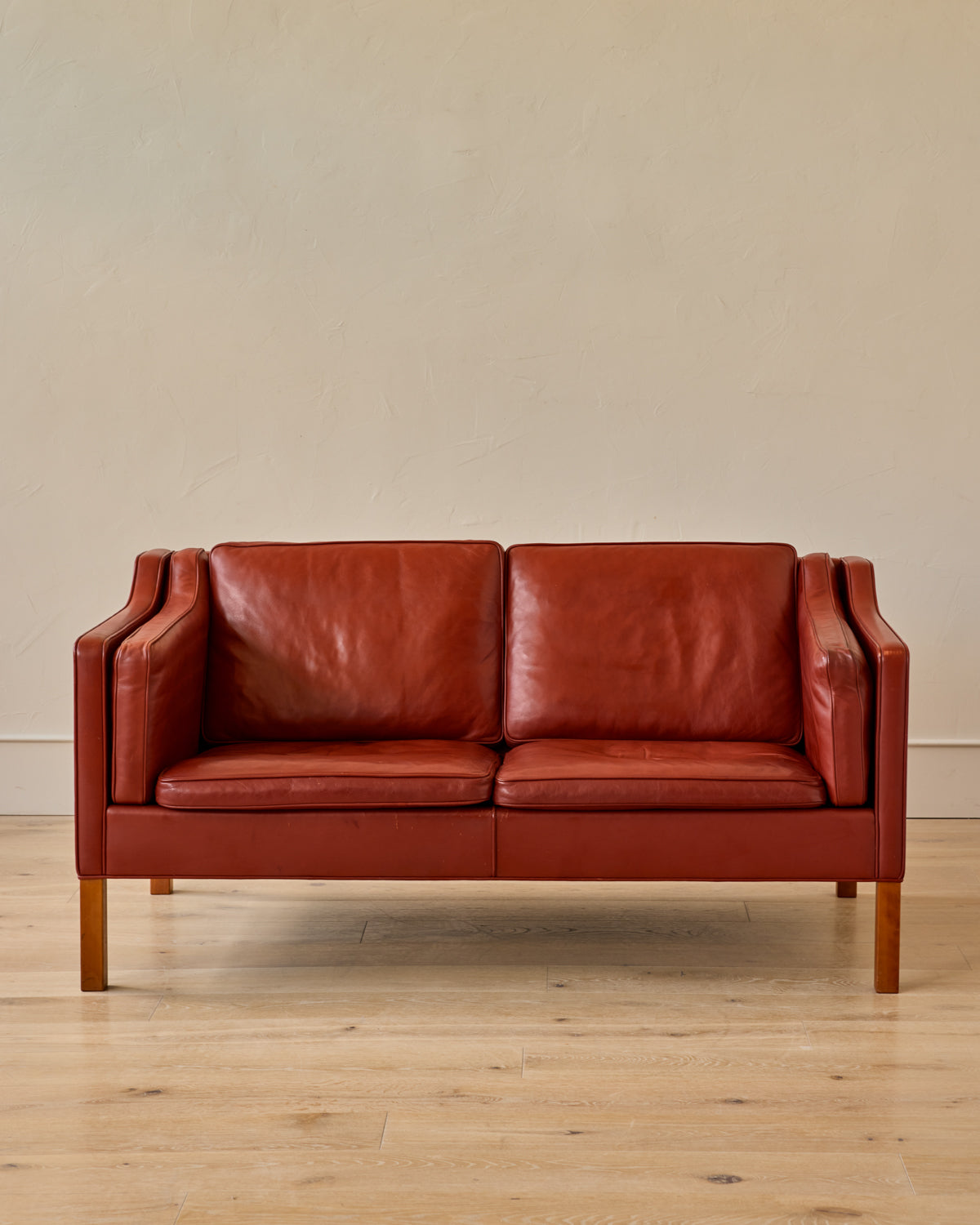 Red 2-Seater Leather Sofa - II