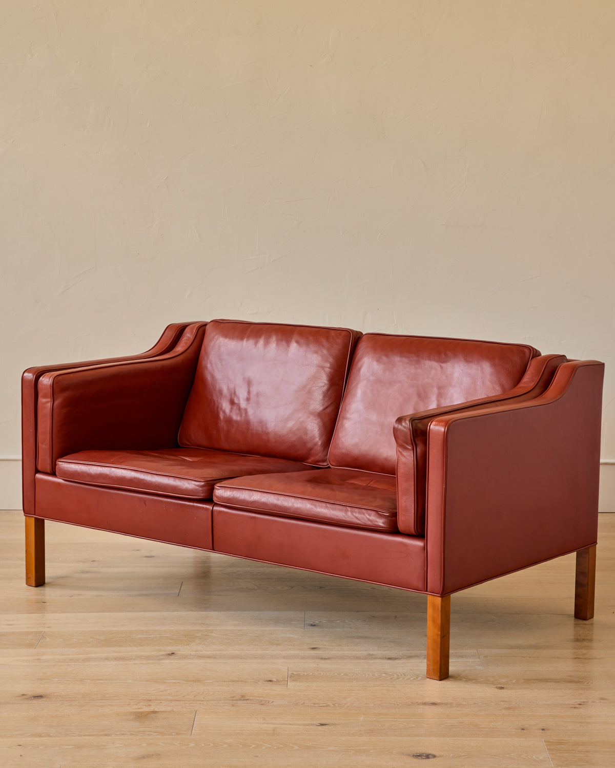 Red 2-Seater Leather Sofa - II