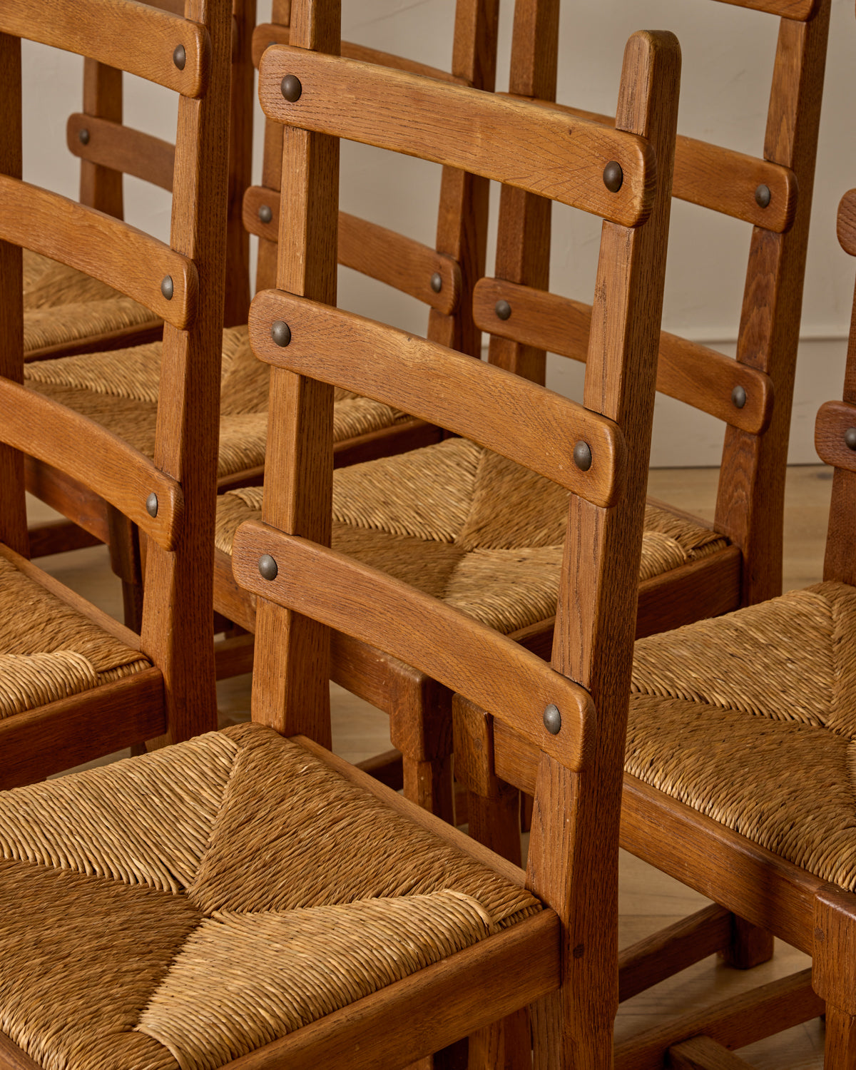 French Oak Dining Chairs - Set 8
