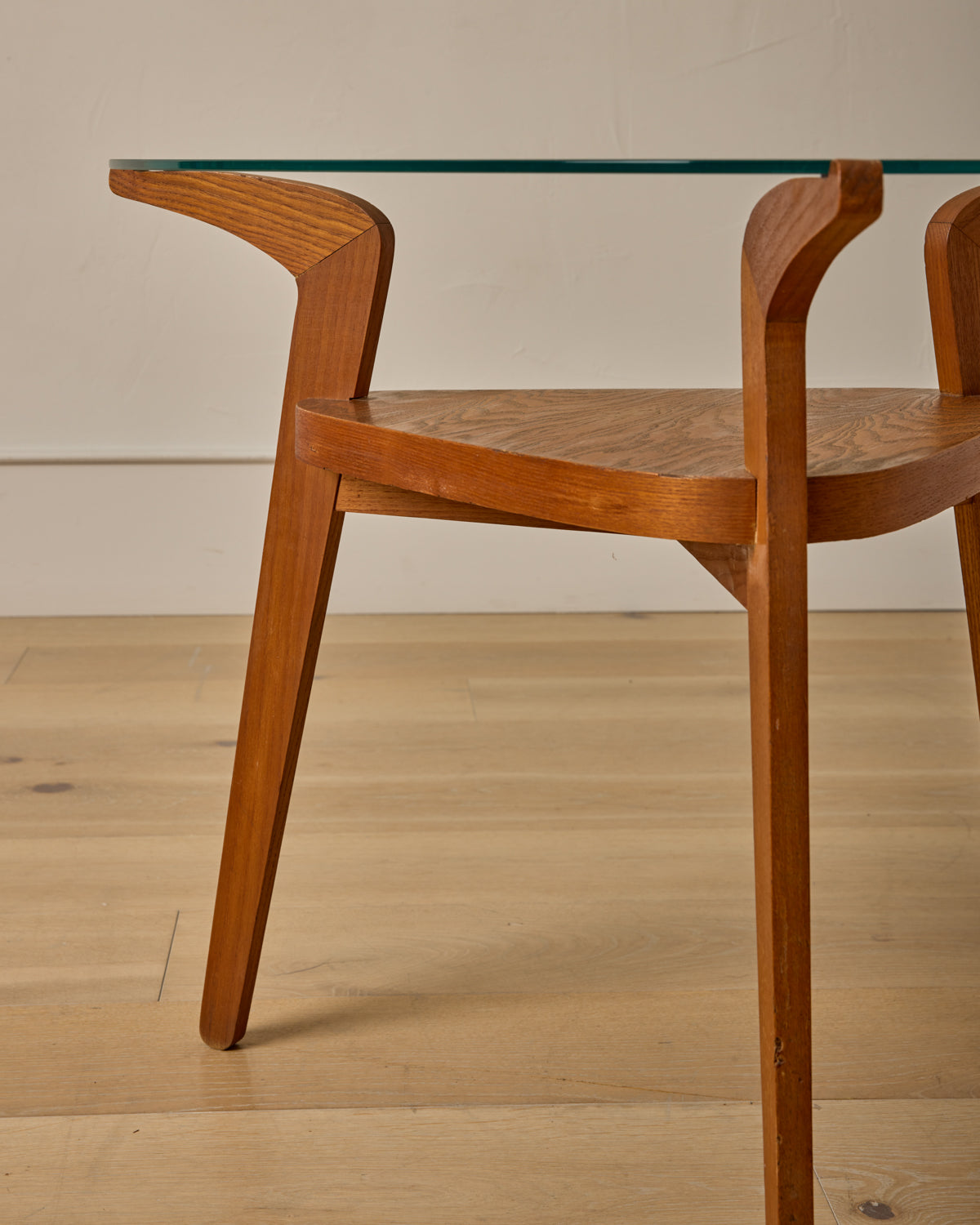 1960s Czech Oak + Glass Coffee Table