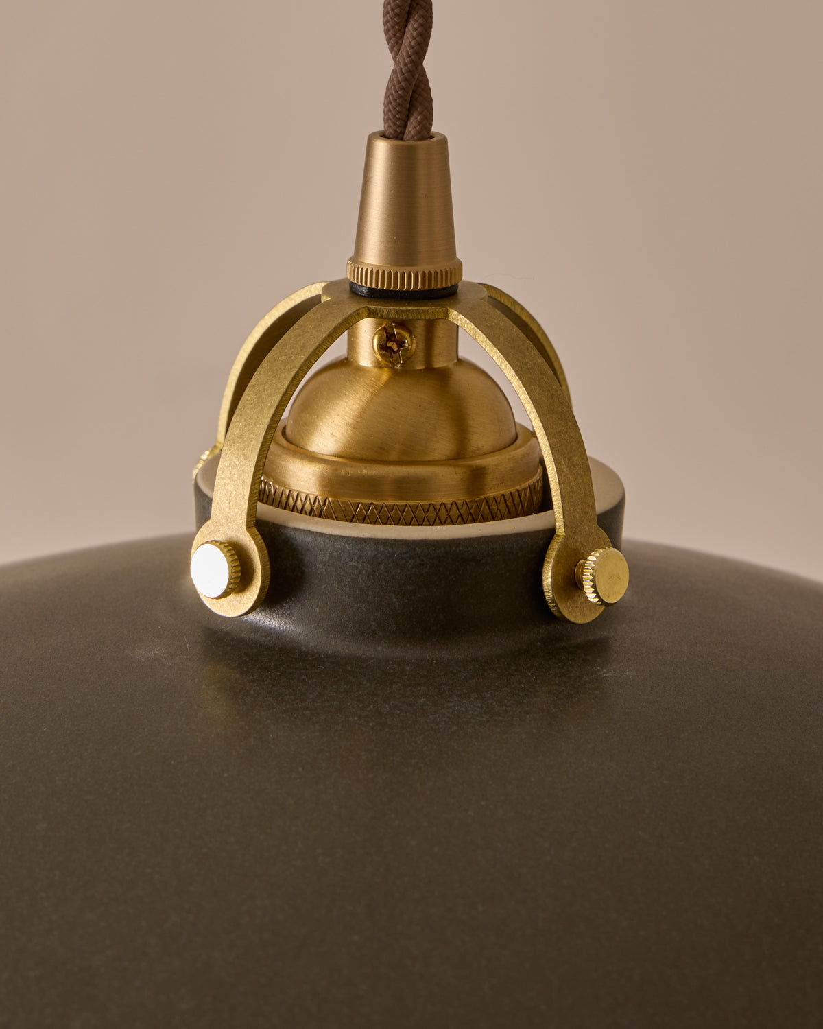#shade-finish_almost black ceramic #Cord-Color---Glass_Brown Cord - White Globe