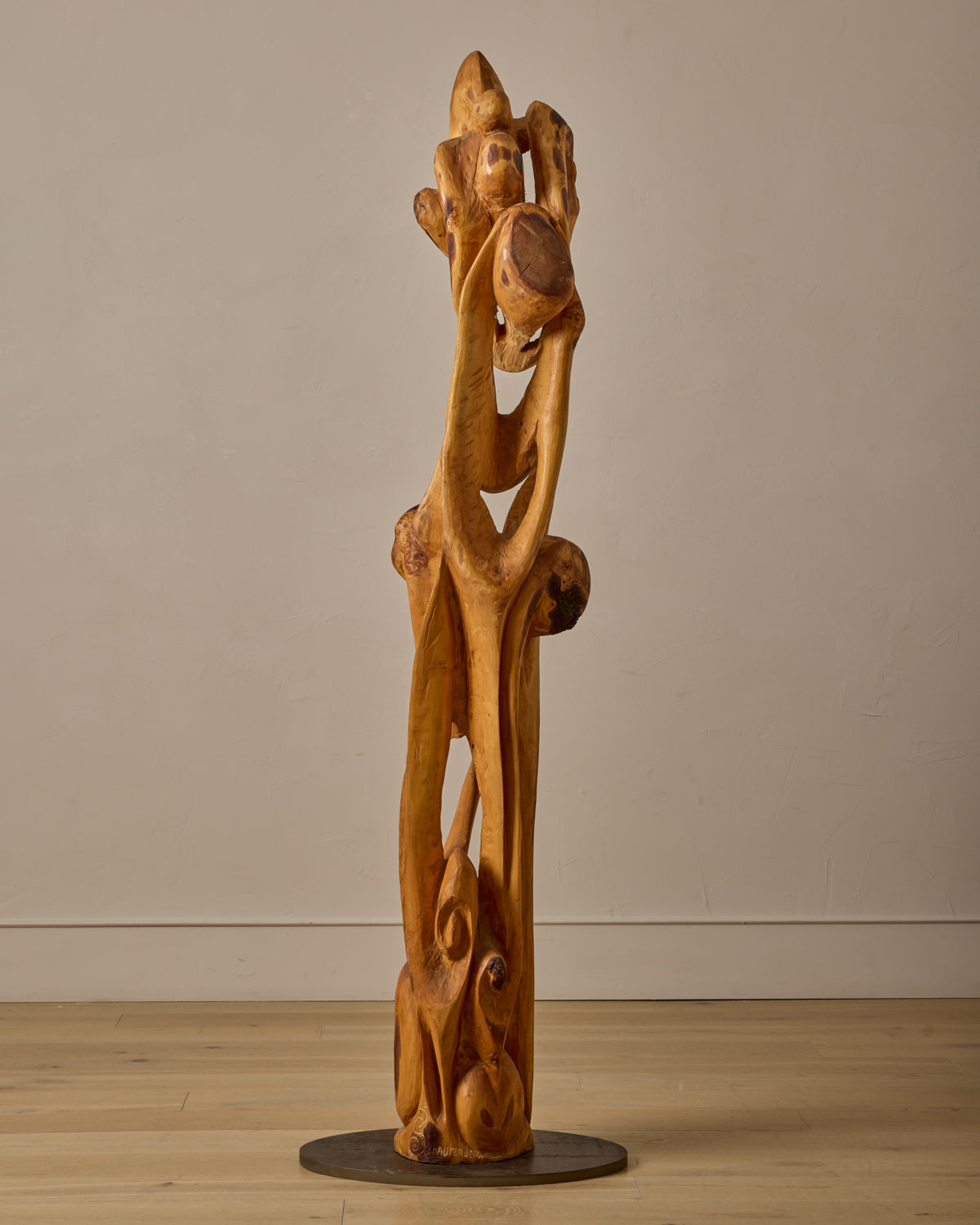 Monumental French Mid-Century Wooden Sculpture