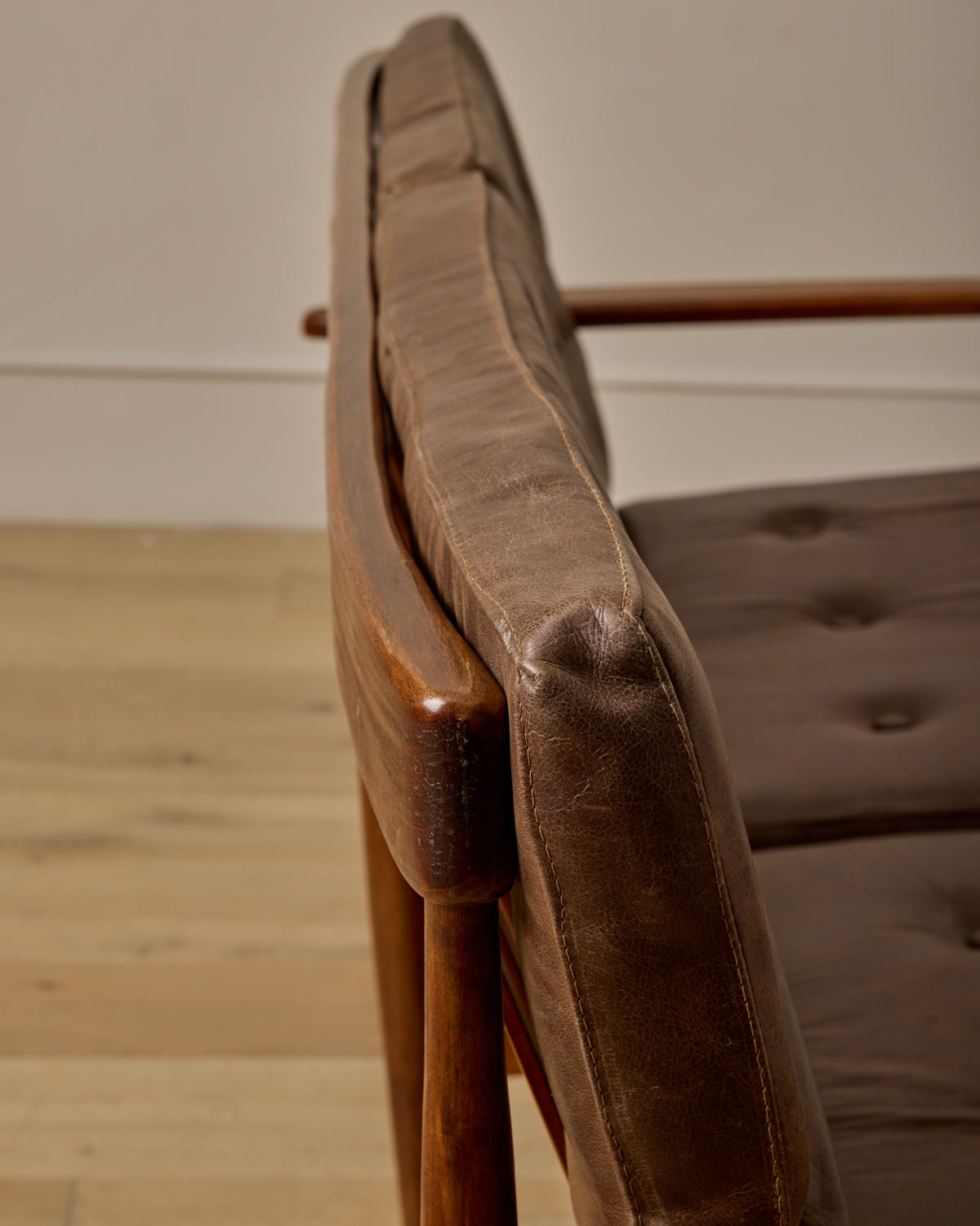Mid-Century Tufted Leather Sofa