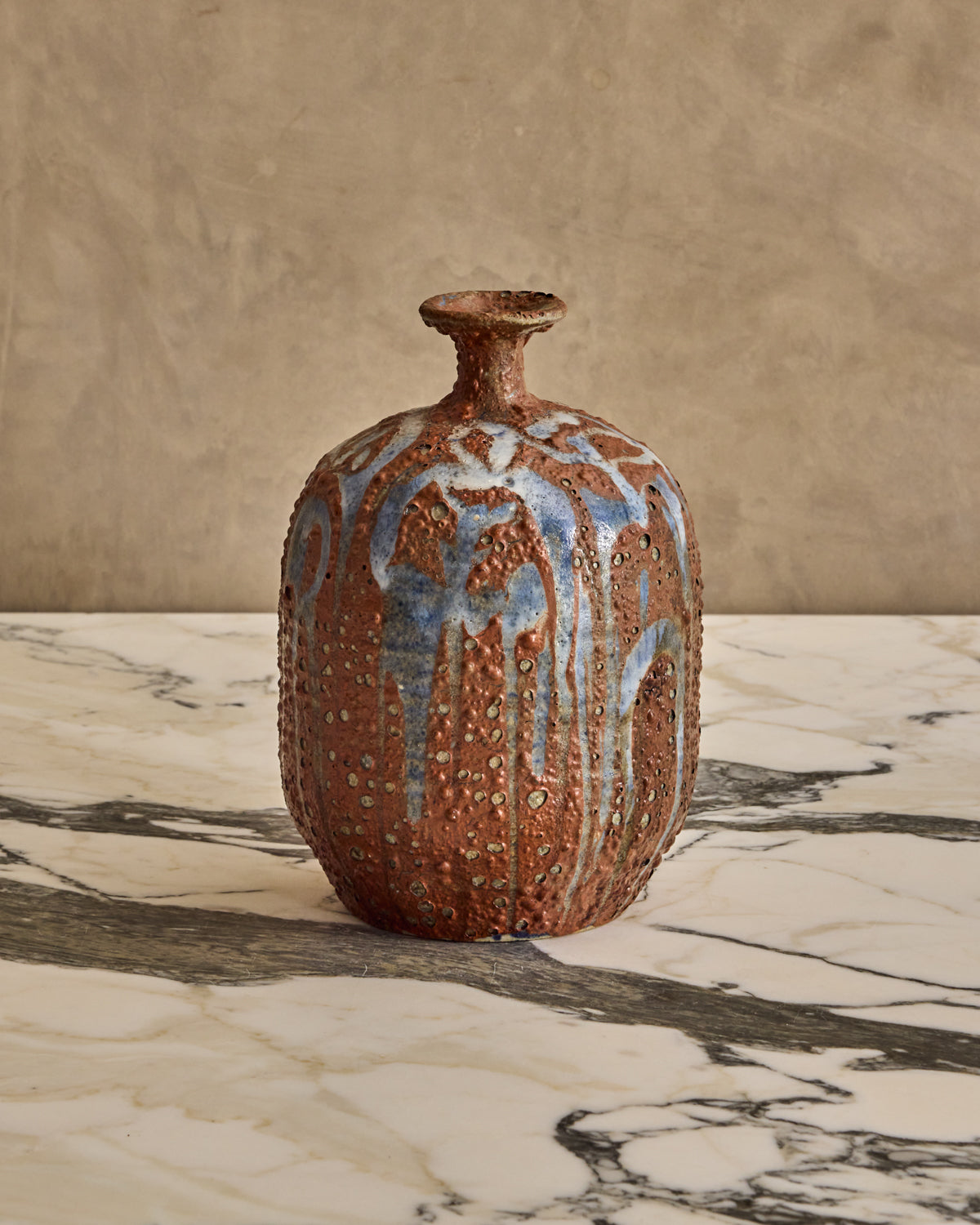 Blue Glaze Lava Vase