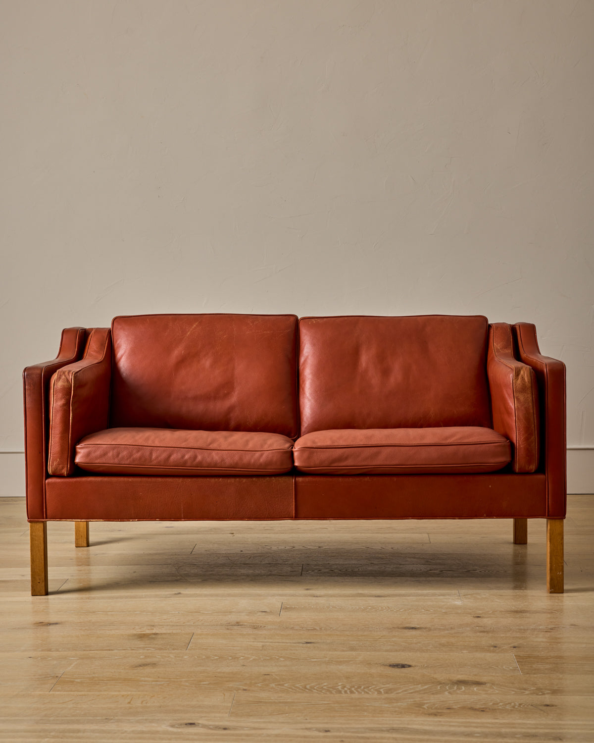 Red 2-Seater Leather Sofa