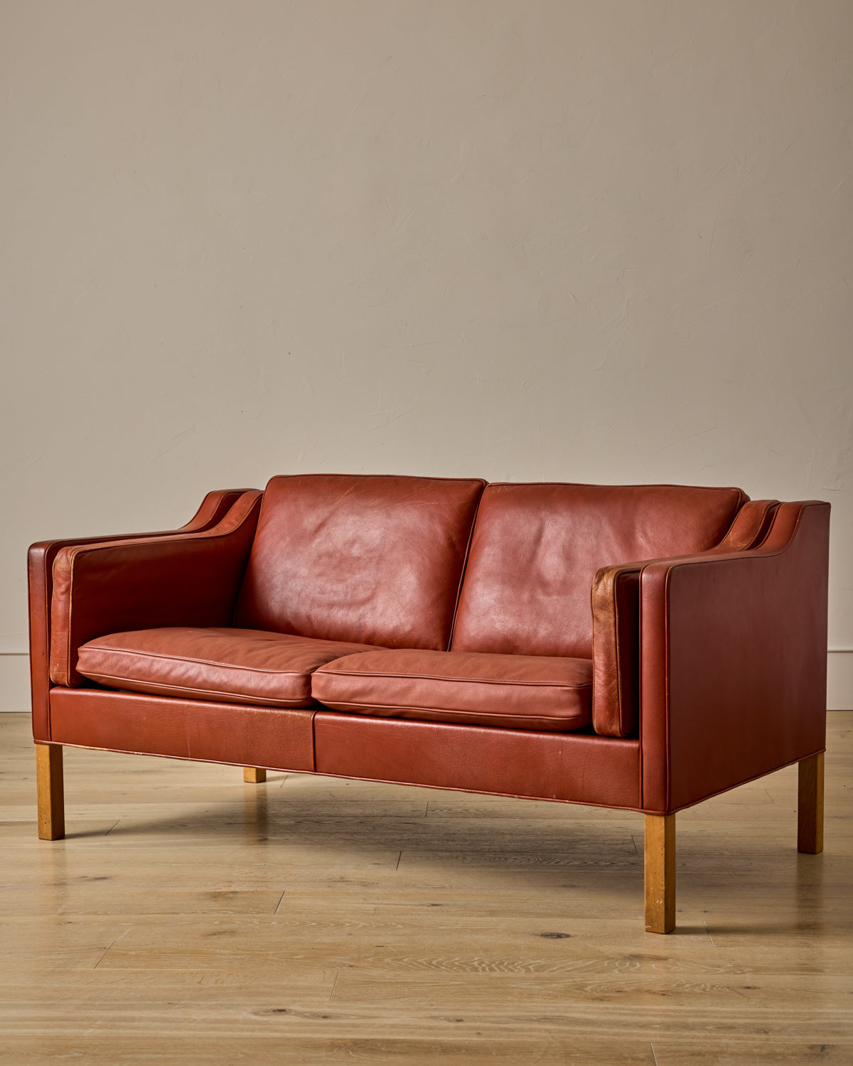 Red 2-Seater Leather Sofa