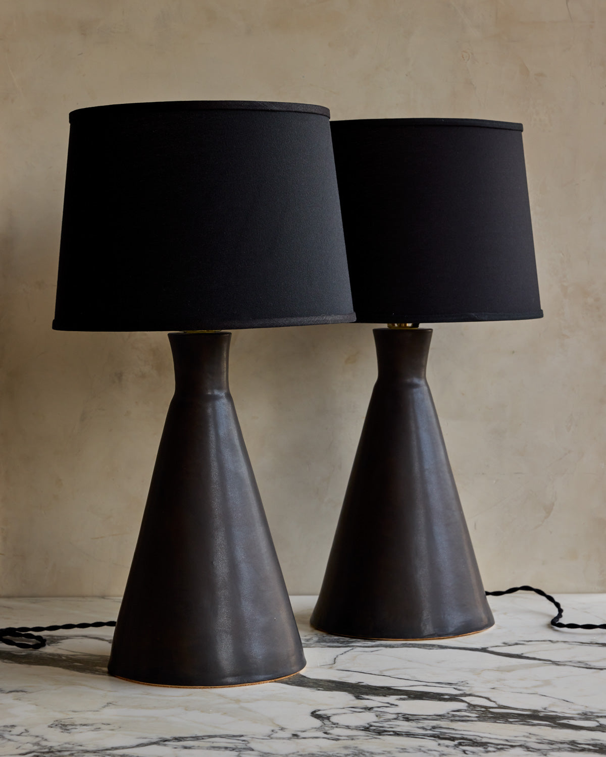 Pair of Ceramic Table Lamps - Black