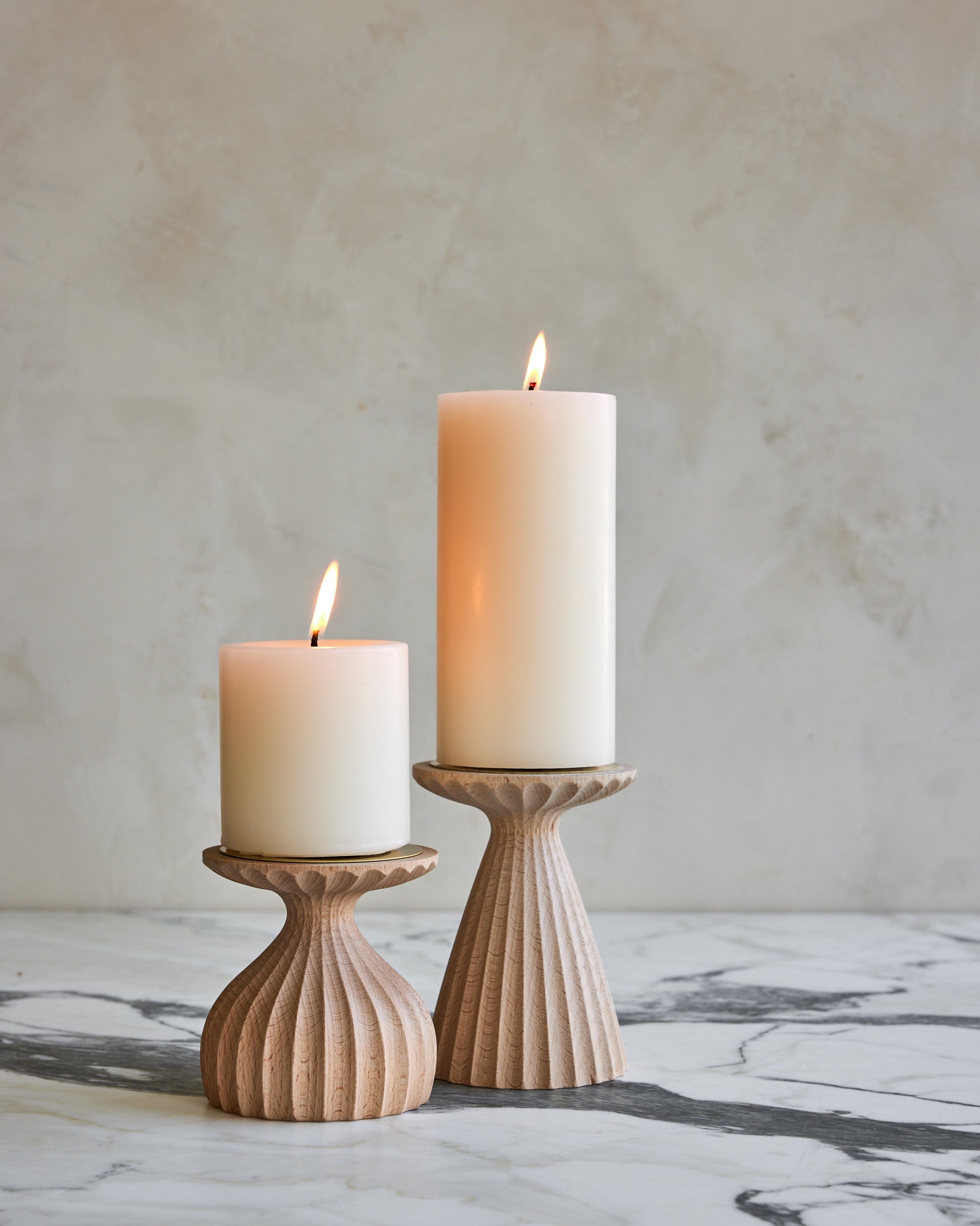 Shell White Pillar Candles