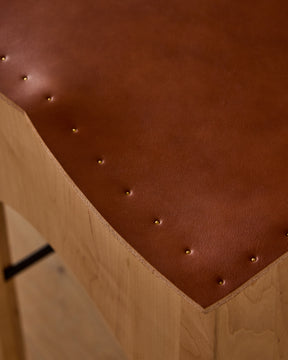 Jack Leather and Wood Stool - Tan