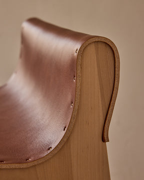 Jack Leather and Wood Stool - Tan