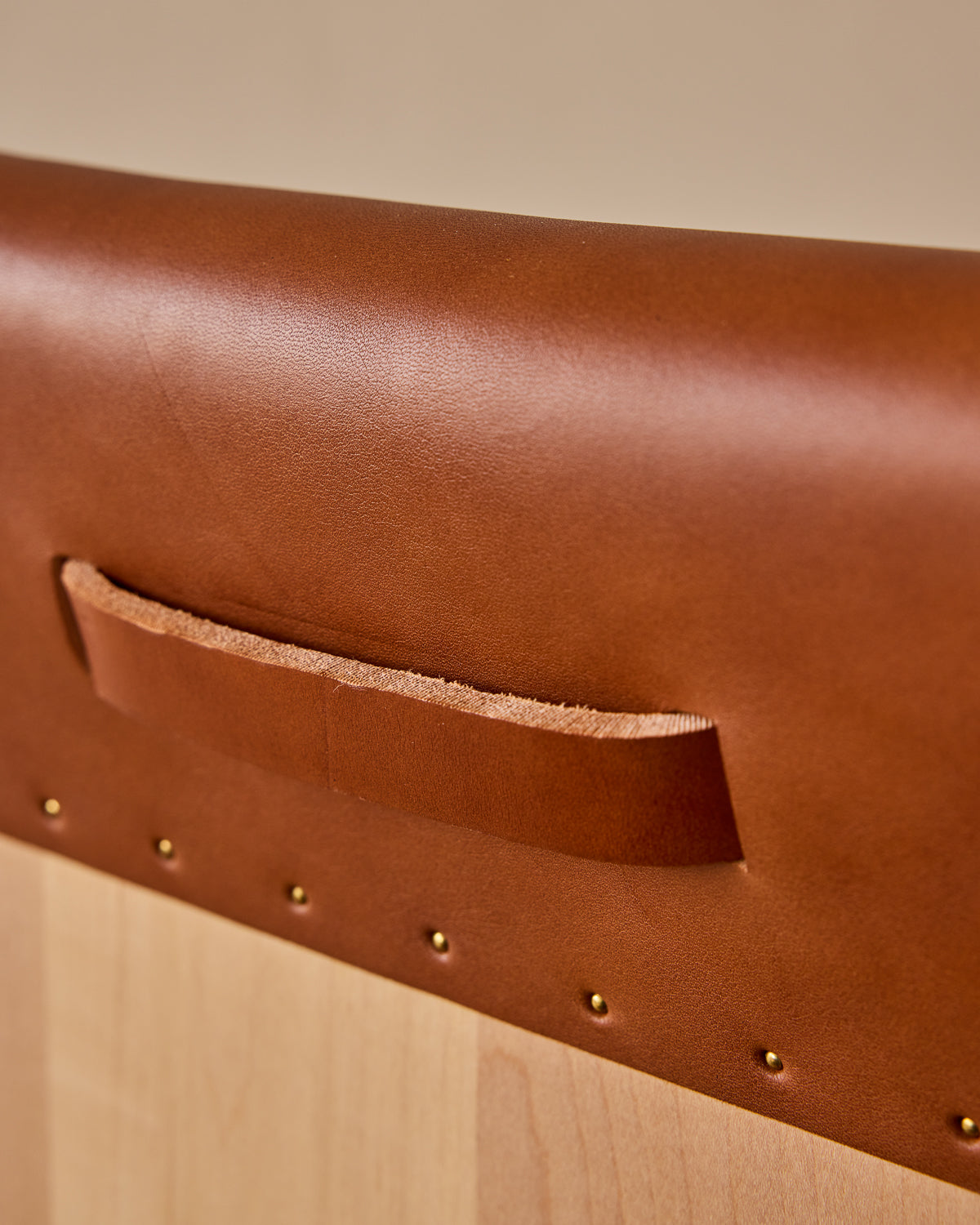 Jack Leather and Wood Stool - Tan