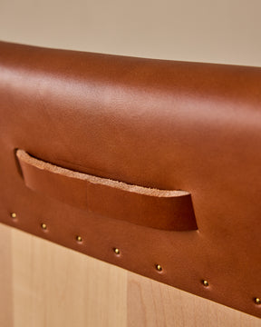 Jack Leather and Wood Stool - Tan