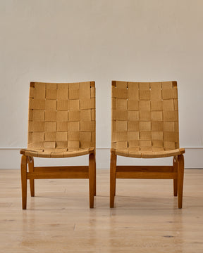 Pair of 'Eva' Beech Easy Chairs