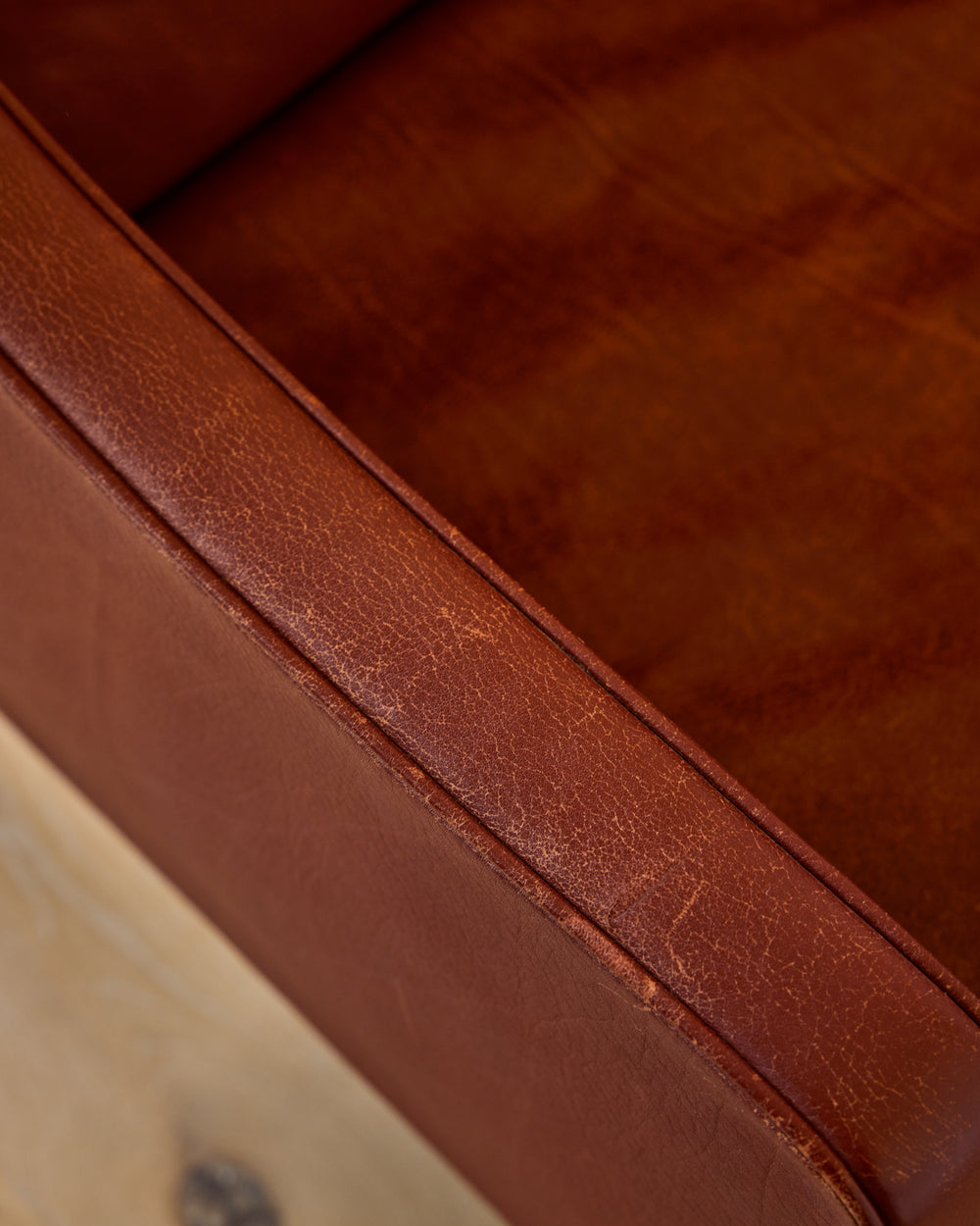 Red Leather 3-Seater Sofa