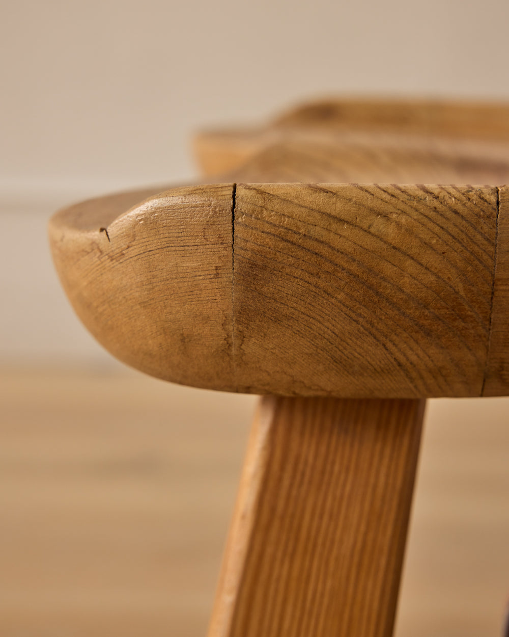 1960s "Fjøskrakk" 522 Pine Stool by Krogenæs Møbler