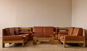 Oak + Leather Modular Sectional
