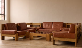 Oak + Leather Modular Sectional