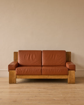 Oak + Leather Modular Sectional