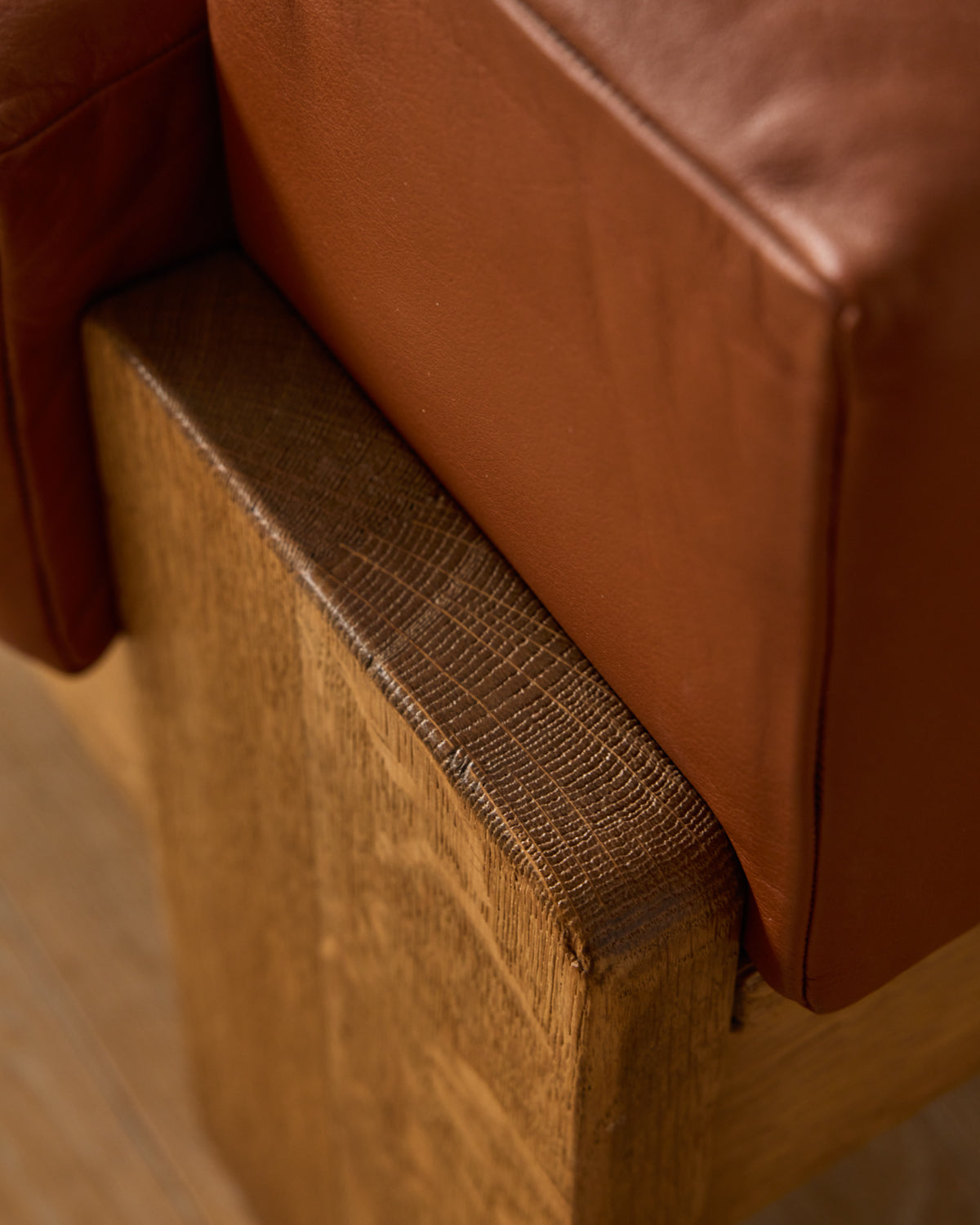 Oak + Leather Modular Sectional