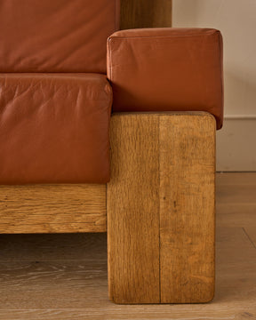 Oak + Leather Modular Sectional