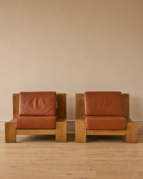 Oak + Leather Modular Sectional