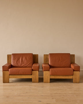 Oak + Leather Modular Sectional