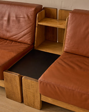 Oak + Leather Modular Sectional