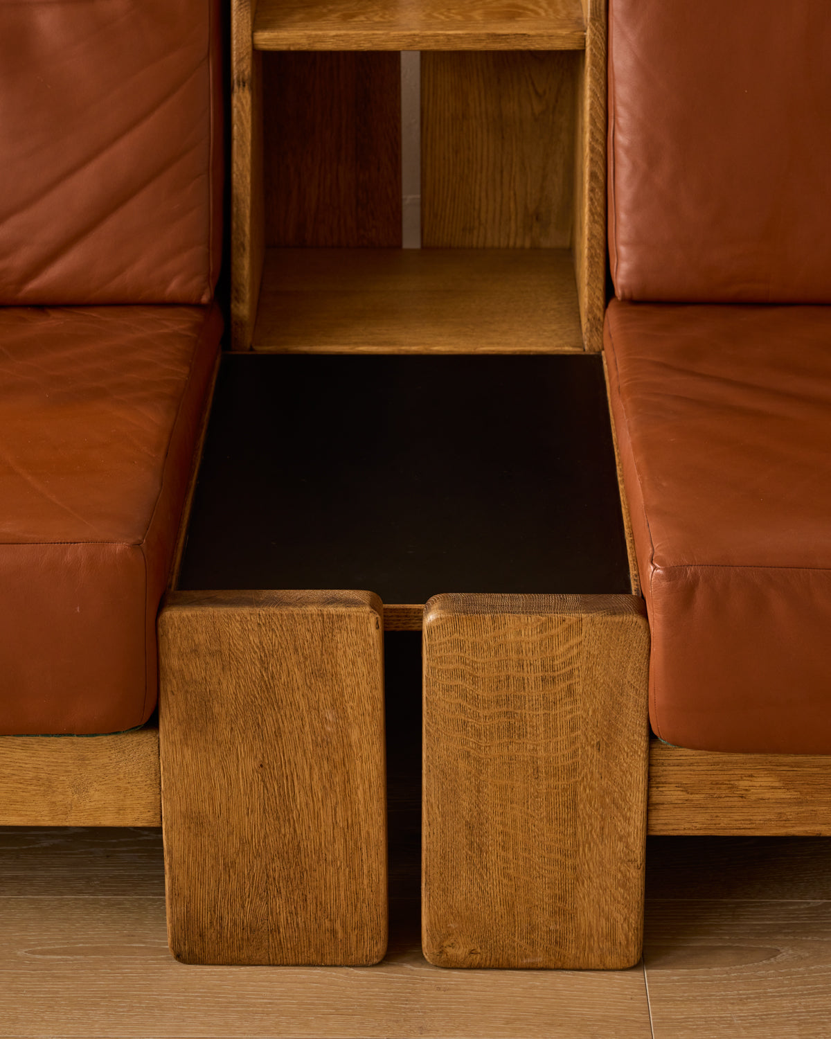 Oak + Leather Modular Sectional