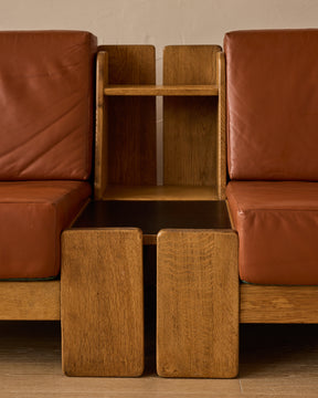 Oak + Leather Modular Sectional