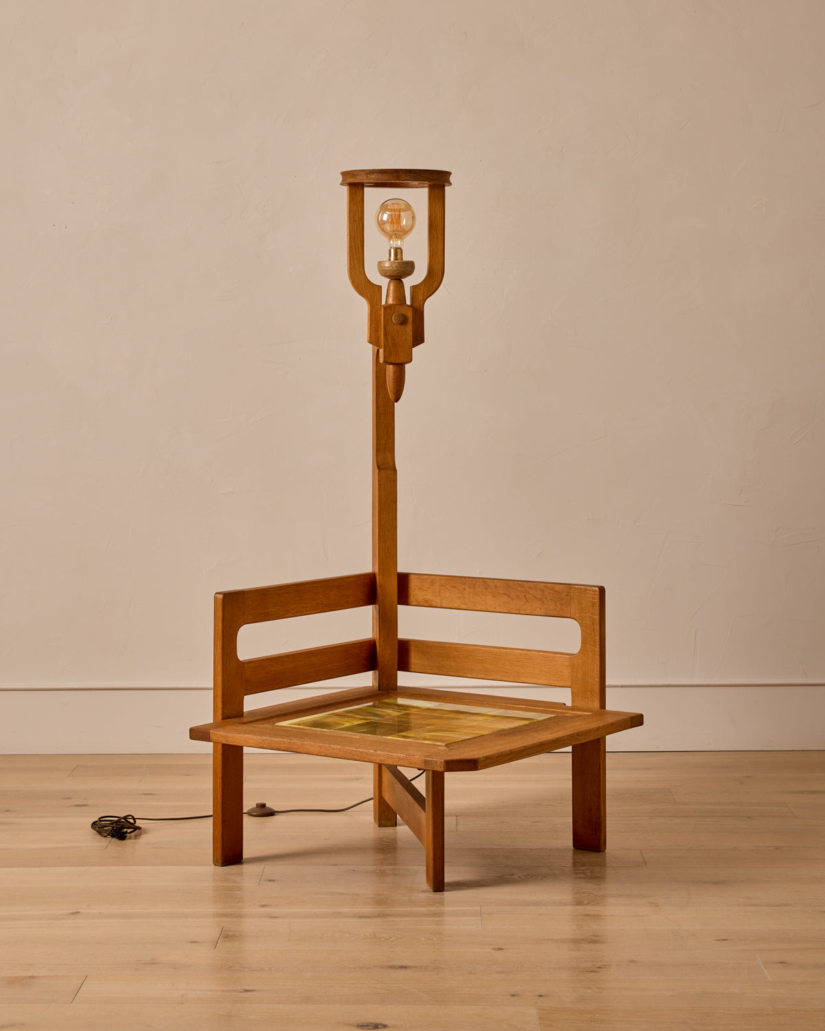 Tiled Table with Lamp by Guillerme & Chambron