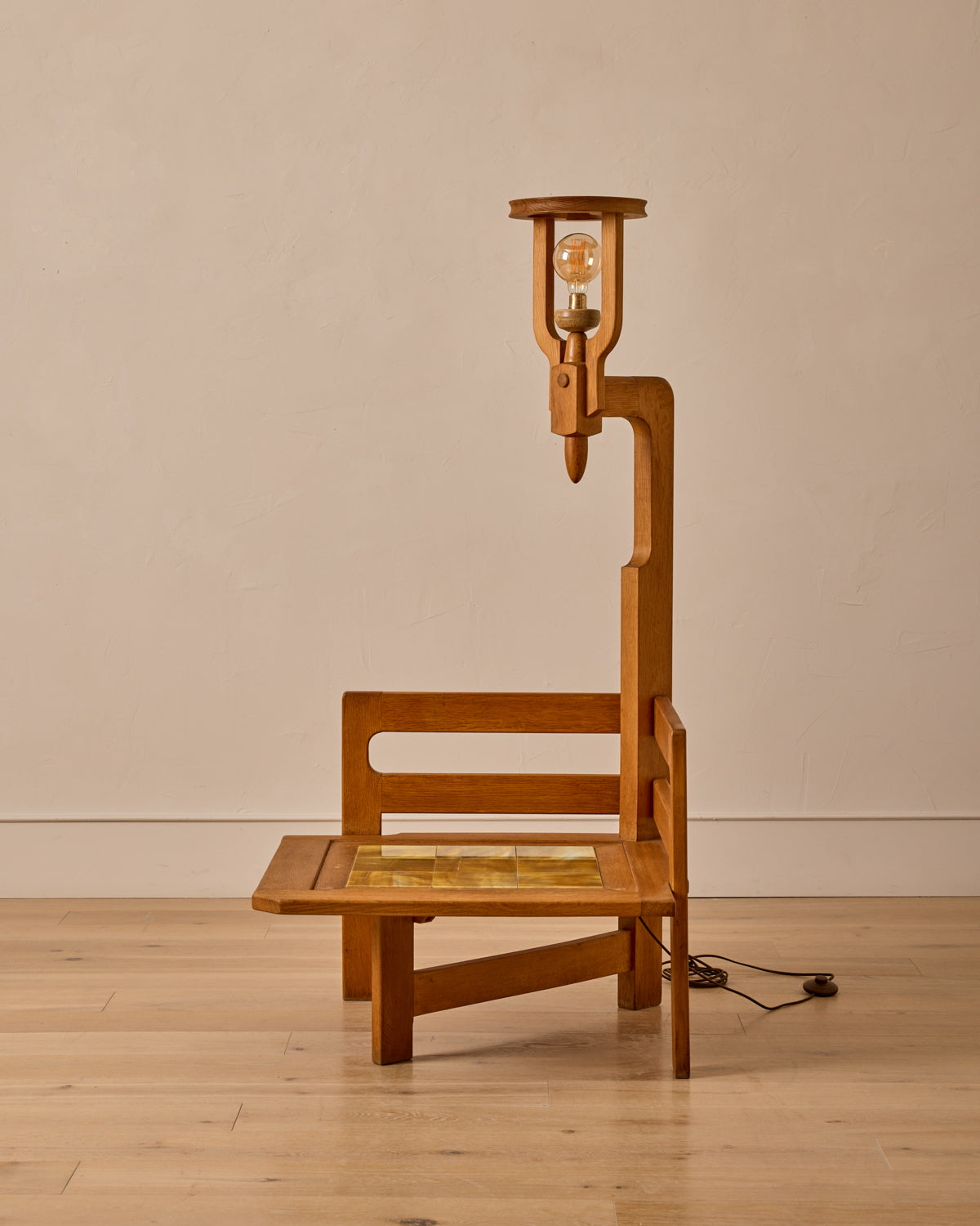 Tiled Table with Lamp by Guillerme & Chambron