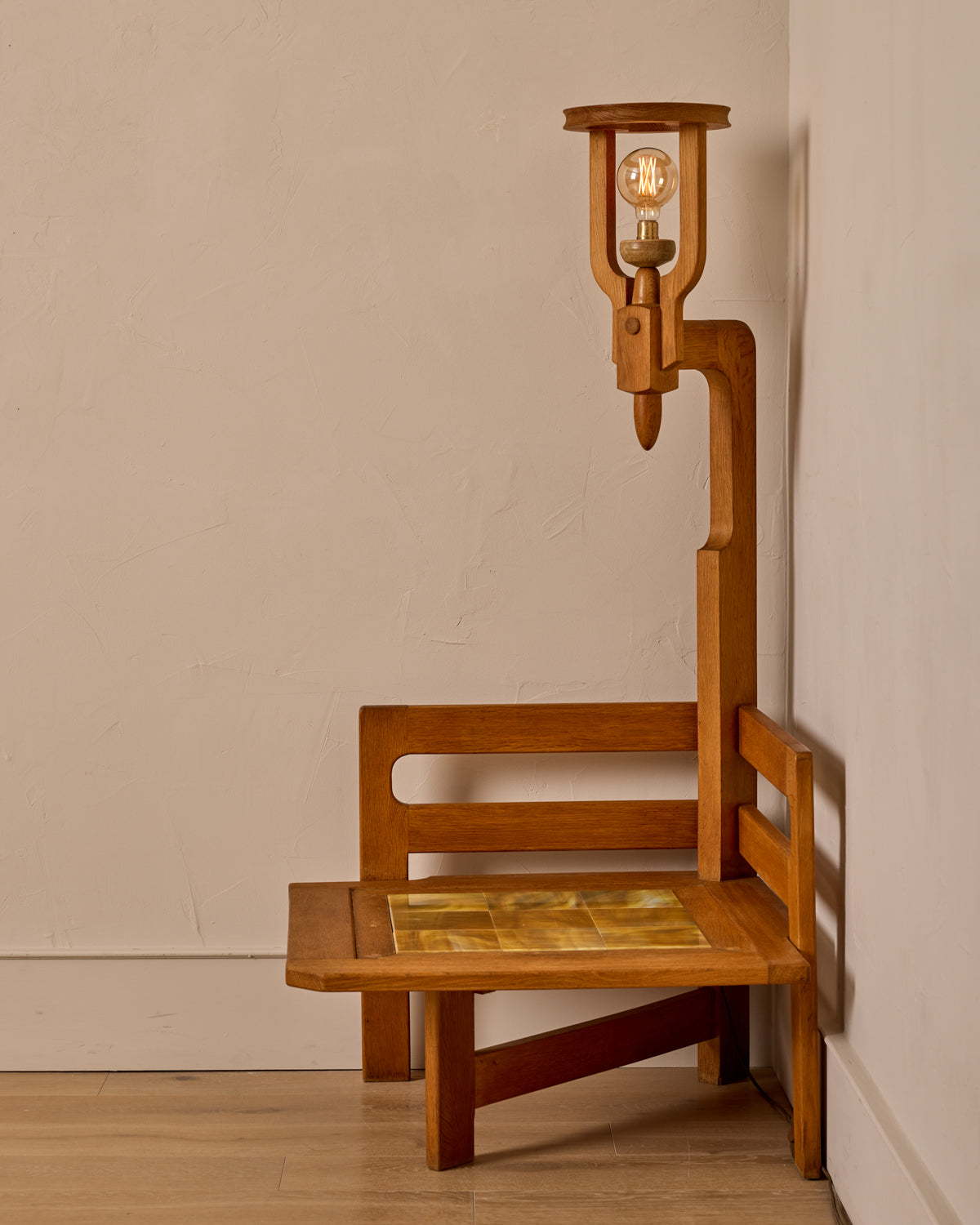 Tiled Table with Lamp by Guillerme & Chambron