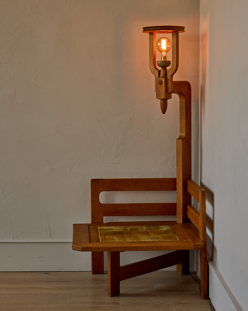 Tiled Table with Lamp by Guillerme & Chambron
