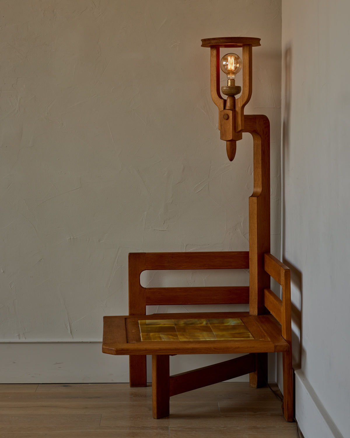 Tiled Table with Lamp by Guillerme & Chambron
