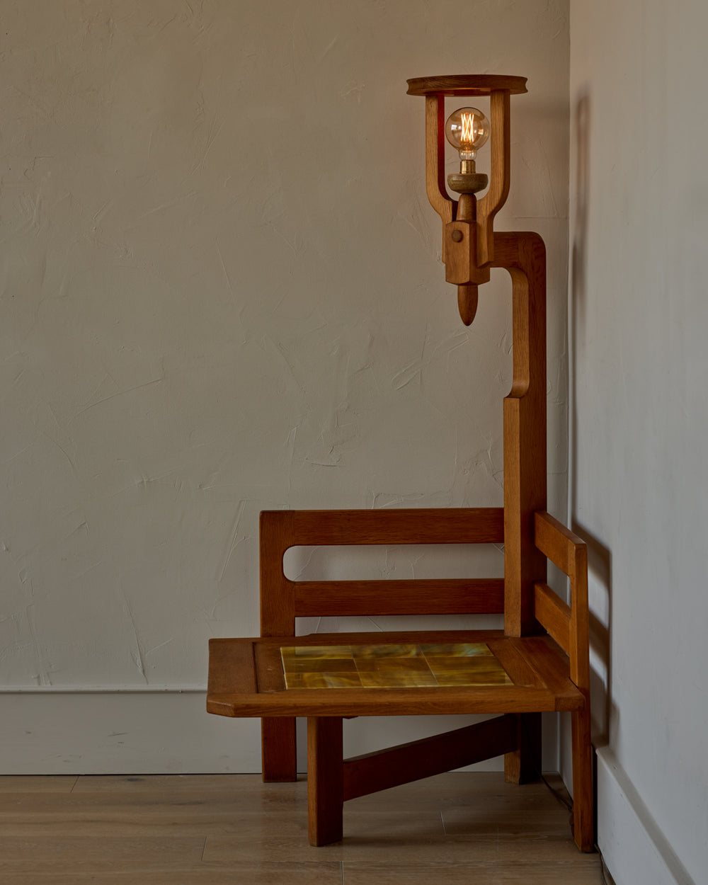 Tiled Table with Lamp by Guillerme & Chambron