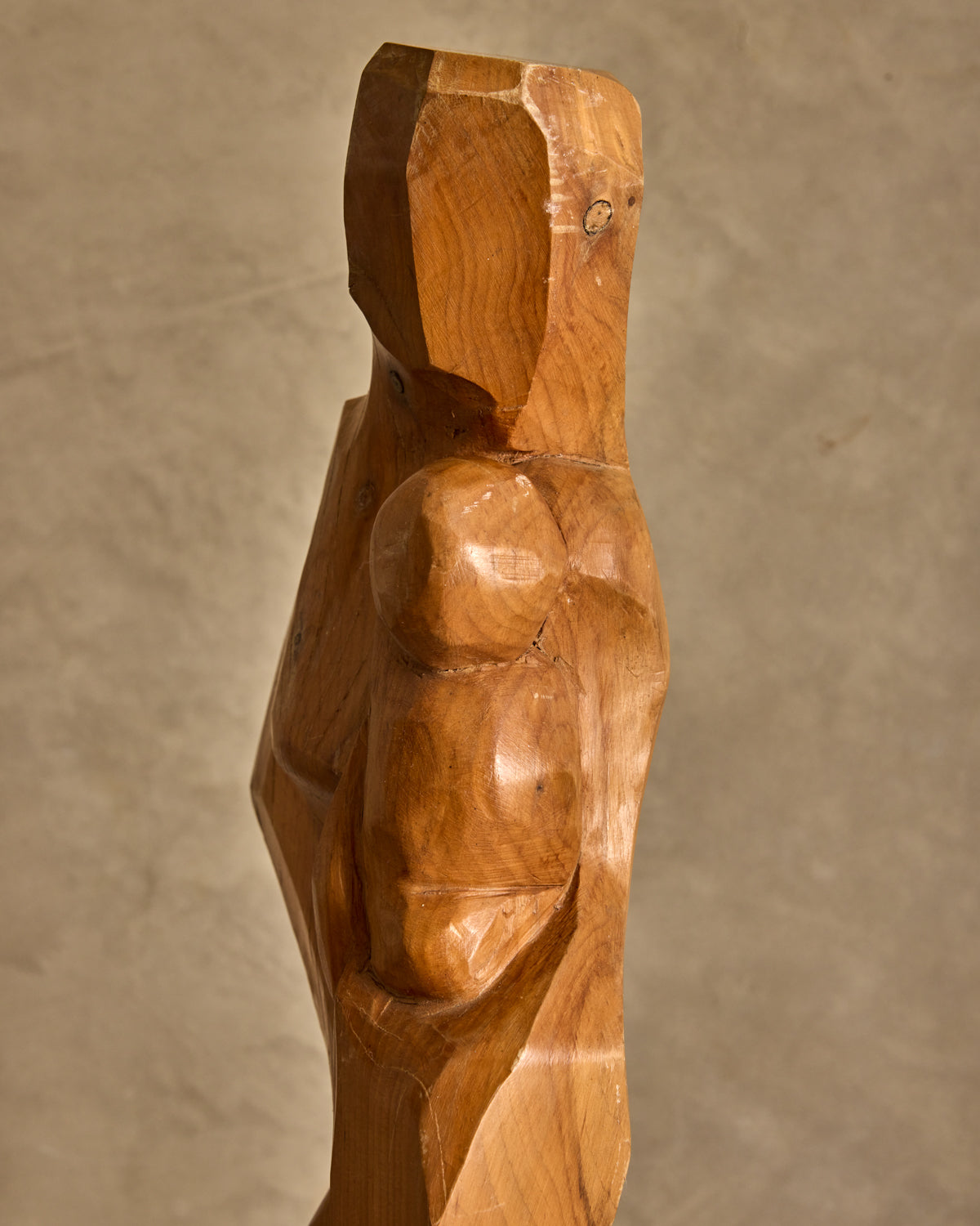 Handcarved Wooden Mother + Child Sculpture
