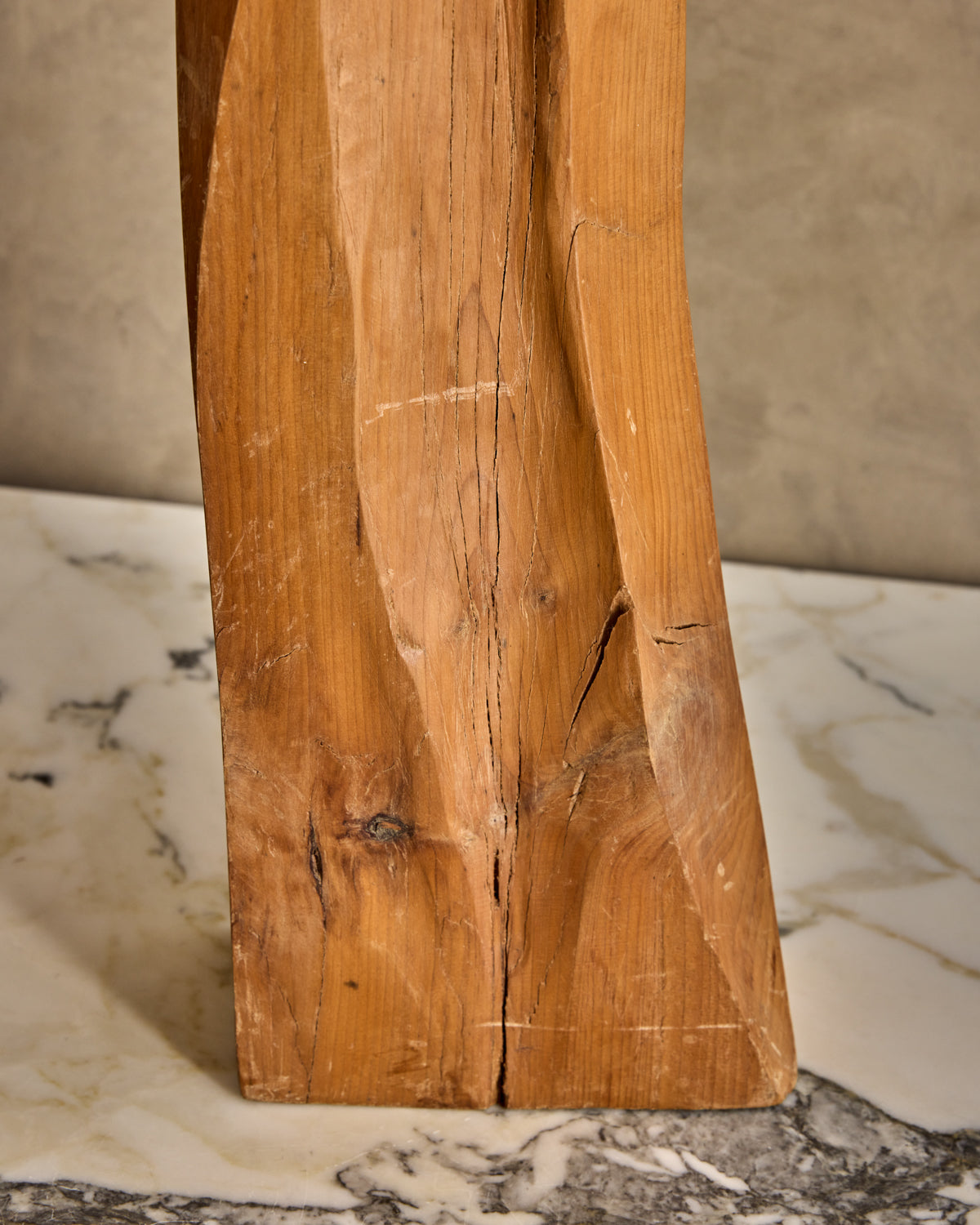 Handcarved Wooden Mother + Child Sculpture