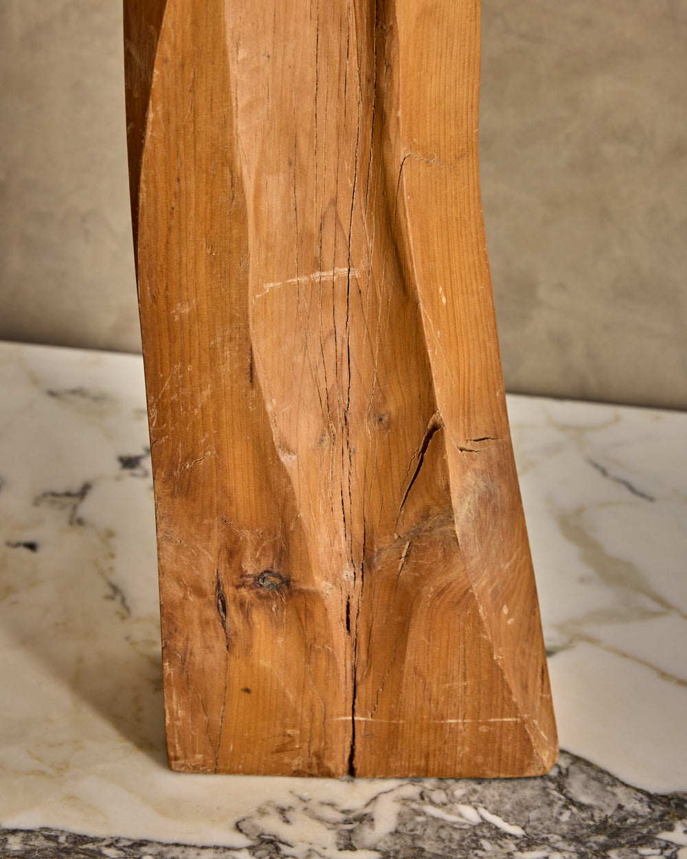 Handcarved Wooden Mother + Child Sculpture