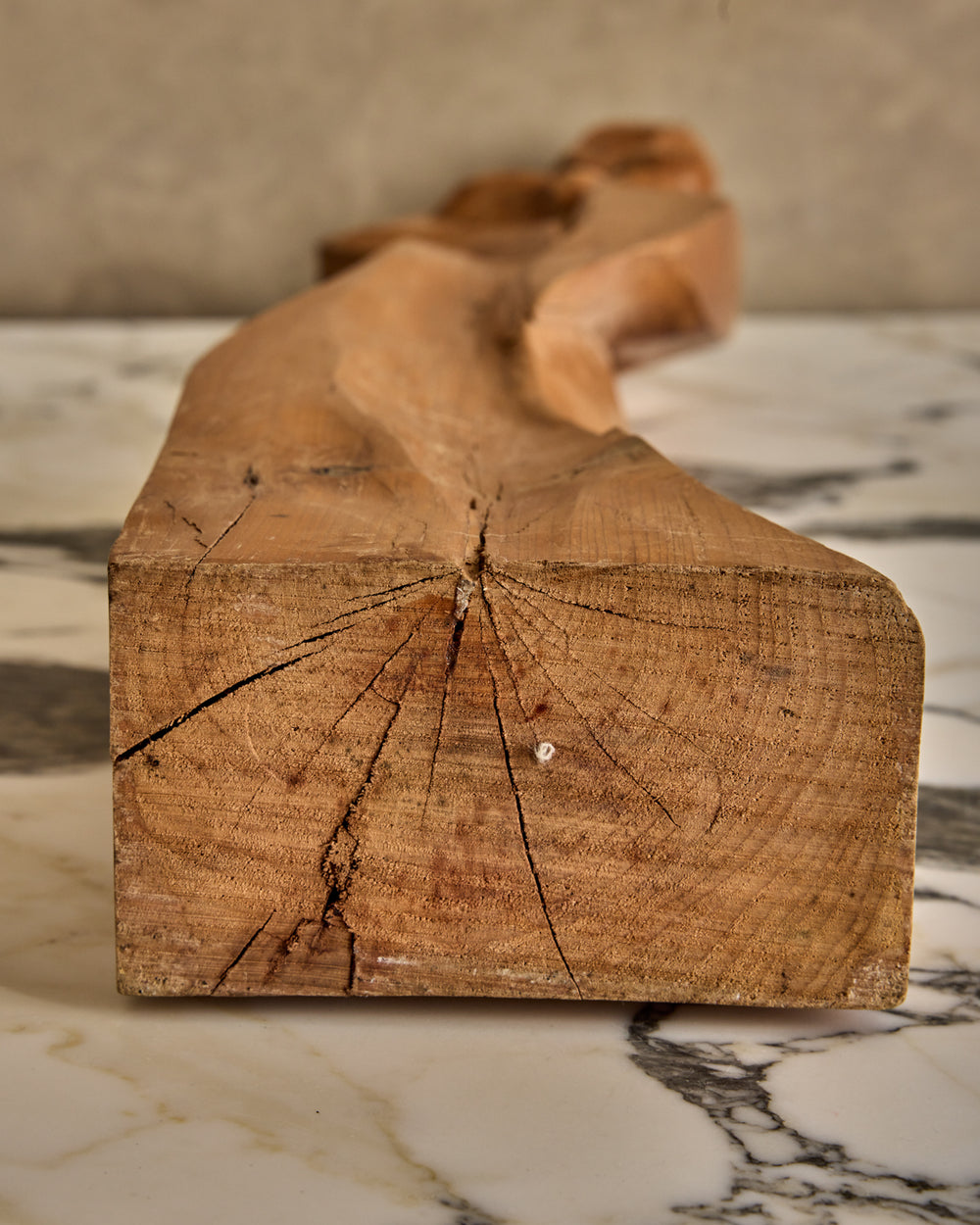 Handcarved Wooden Mother + Child Sculpture