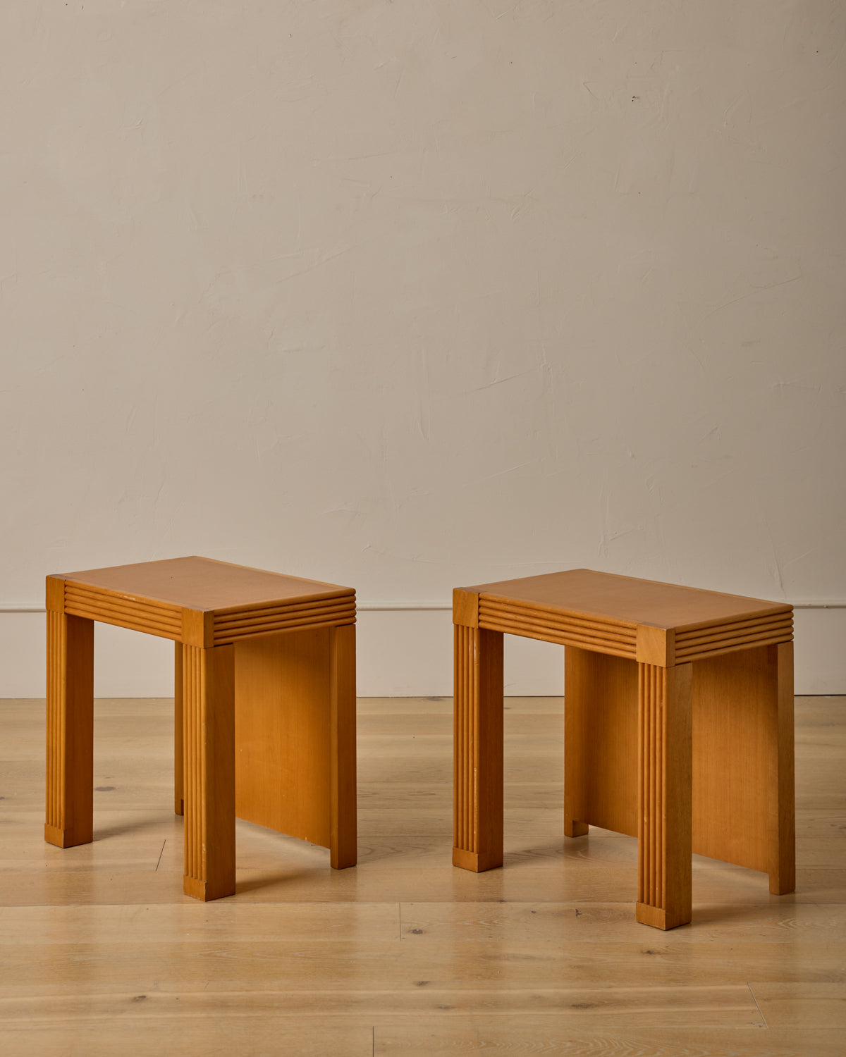 Pair of French Elm Side Tables