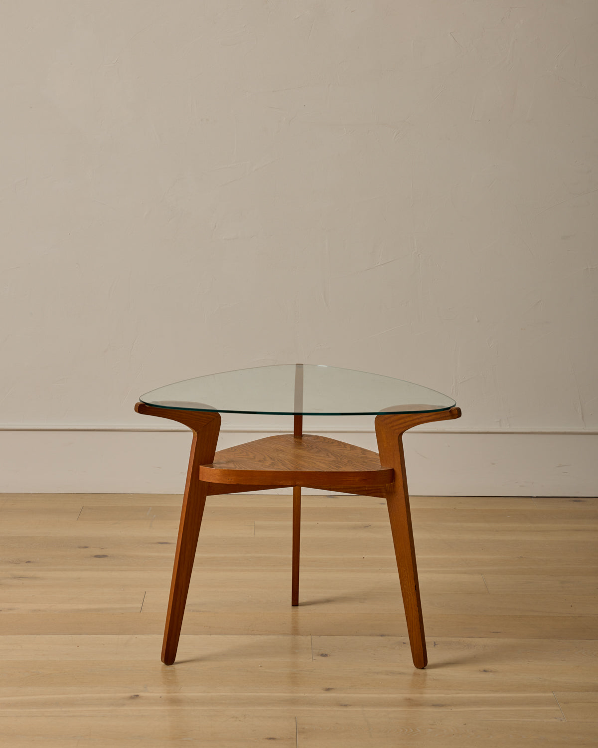 1960s Czech Oak + Glass Coffee Table