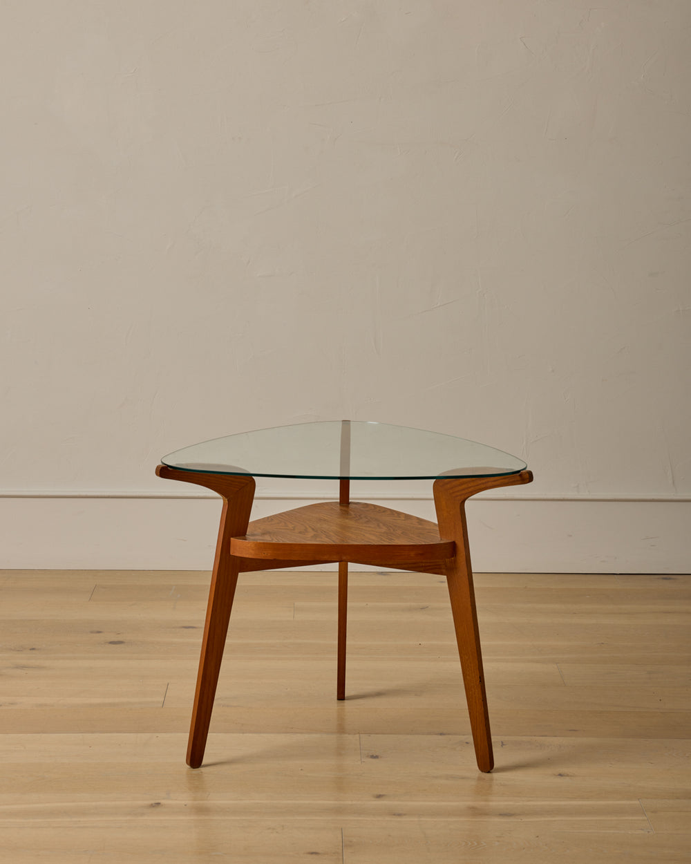 1960s Czech Oak + Glass Coffee Table