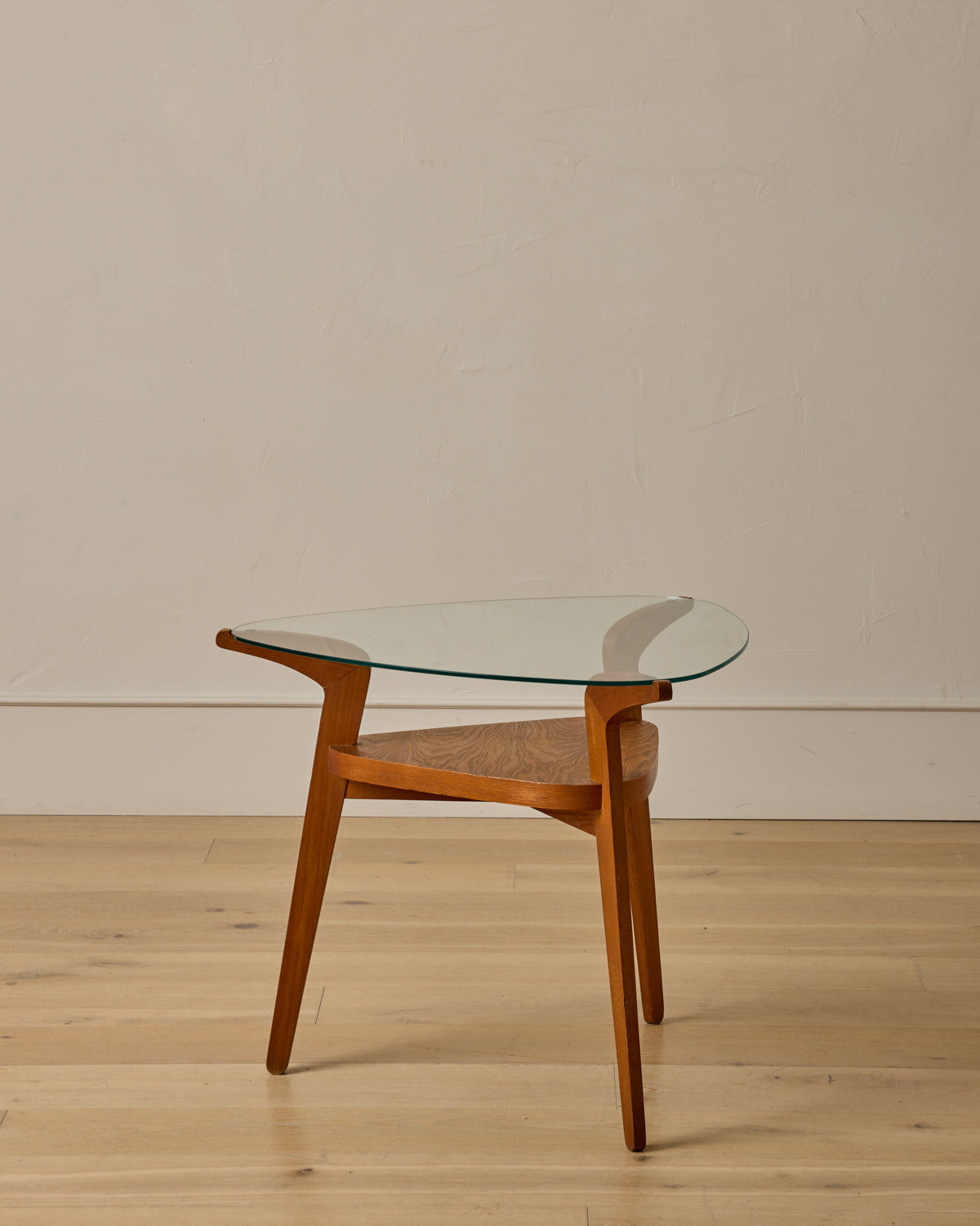 1960s Czech Oak + Glass Coffee Table