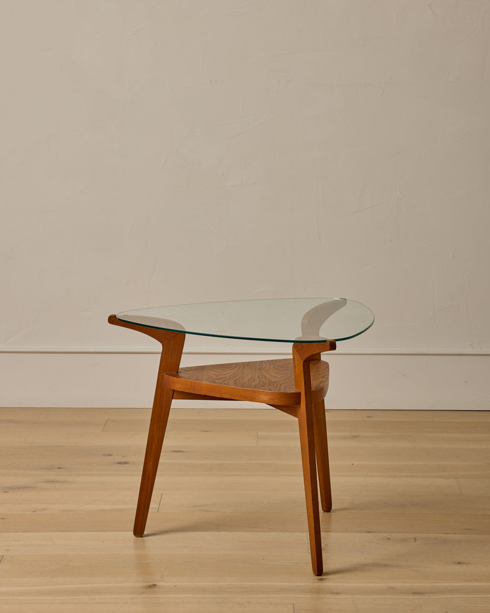 1960s Czech Oak + Glass Coffee Table