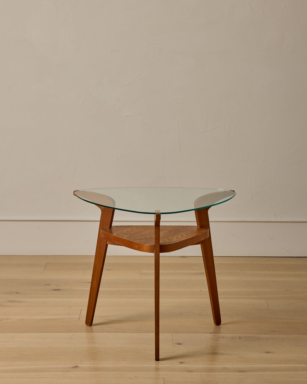 1960s Czech Oak + Glass Coffee Table