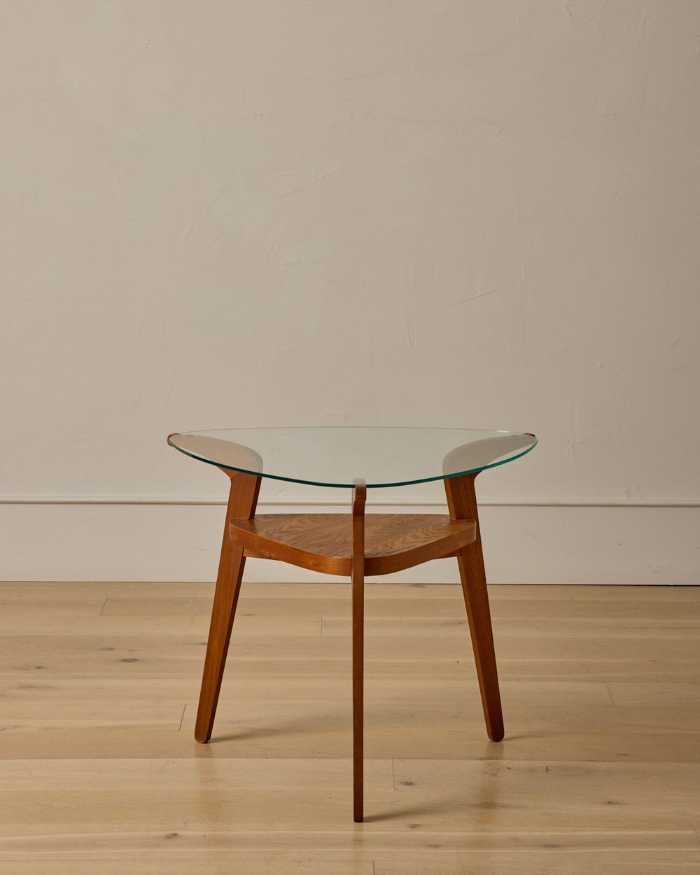 1960s Czech Oak + Glass Coffee Table