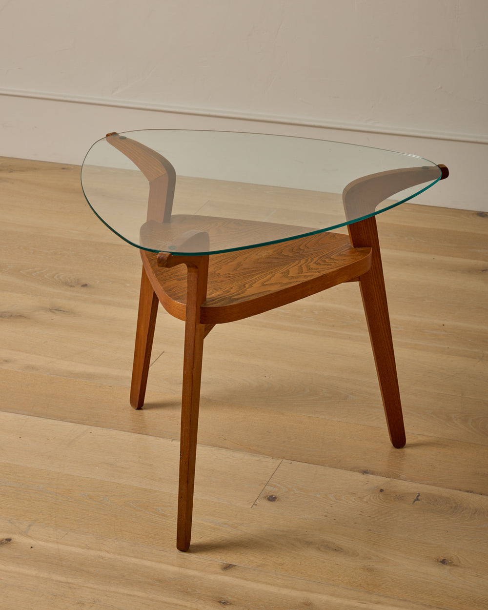 1960s Czech Oak + Glass Coffee Table
