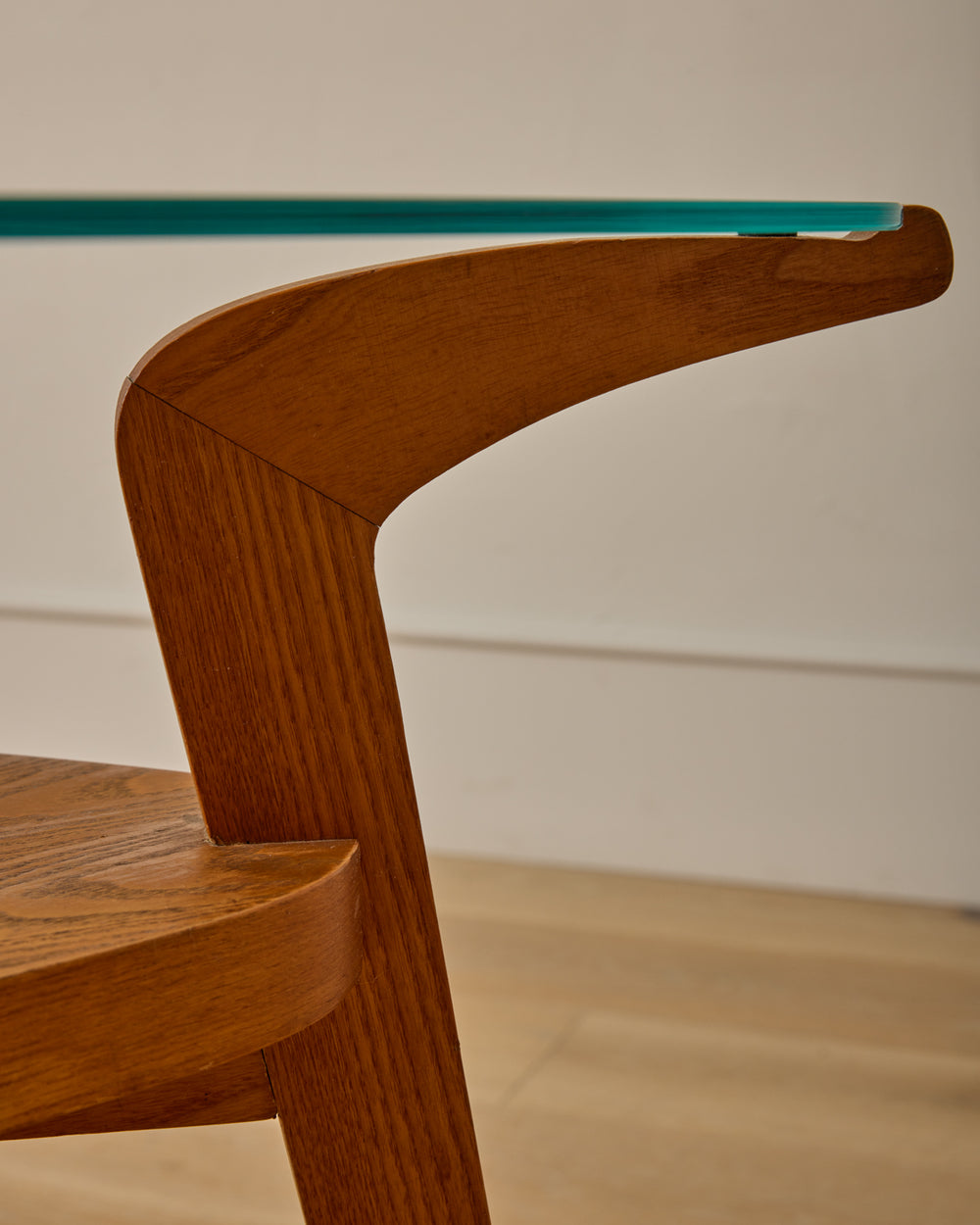 1960s Czech Oak + Glass Coffee Table
