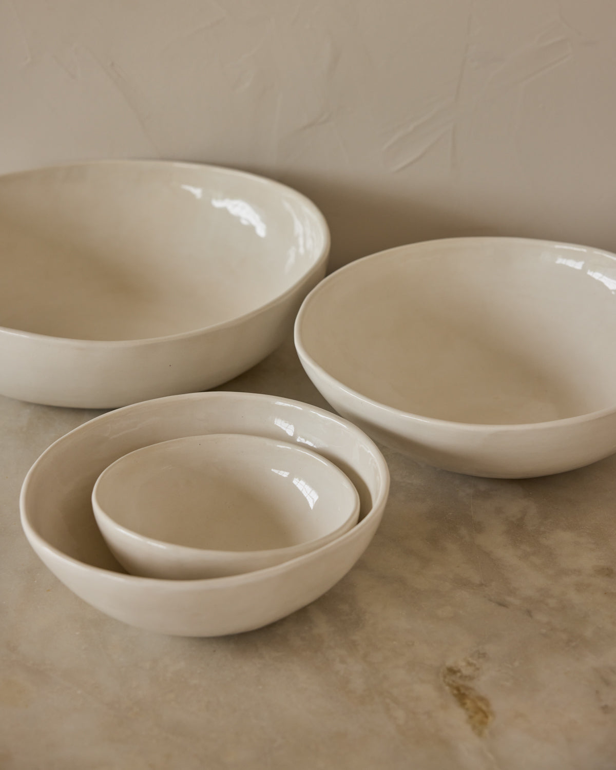 Organic Ceramic Nesting Bowls - Salt