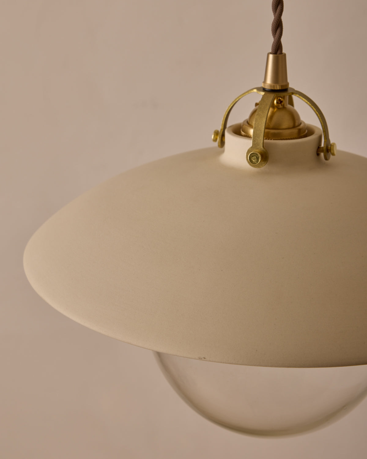 #shade-finish_biscuit ceramic #Cord-Color---Glass_Brown Cord - Clear Globe